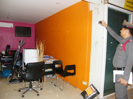 Police investigate the Power Waves Estate Co. after thugs allegedly broke in and forcibly removed the office equipment.